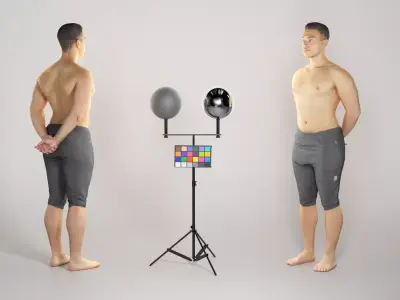 Athletic man in black shorts 313 Low-poly 3D model