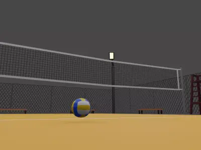 Low Poly Volleyball Scene Low-poly 3D model