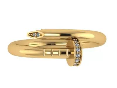 Twisted nail shaped Ring with Diamonds on the bases 3D print model