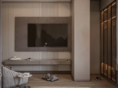 Luxury Scene Bedroom Minimalist Modern Style 3D Model  3D model