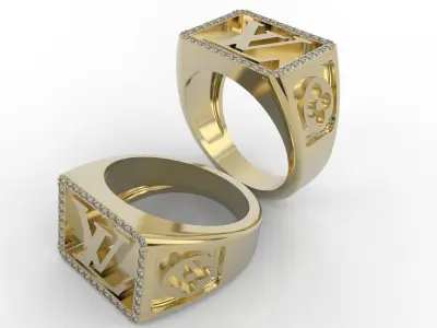 Louis vuitton LV ring men man gems 3D print model