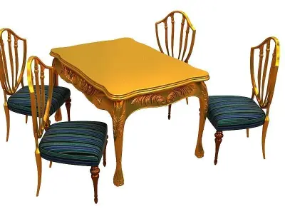 classical Dining set Low-poly 3D model