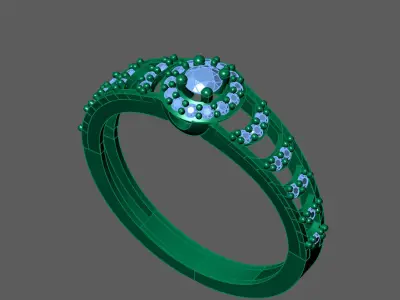Womens Rings With Stone Ring Ready STL 3DM Models Rings women 3D print model