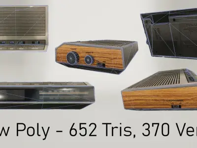 Wood Alarm Clock Low-poly 3D model