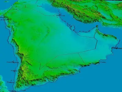 Terrain elevation topo model of Arabia 3D print model