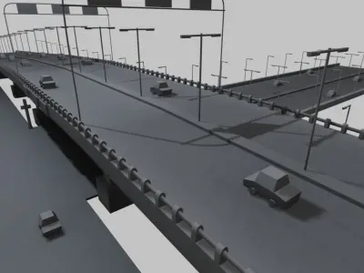 FlyOver bridge with cars 3D model