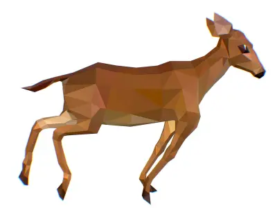 Animated Deer Lowpoly Art Style Low-poly 3D model