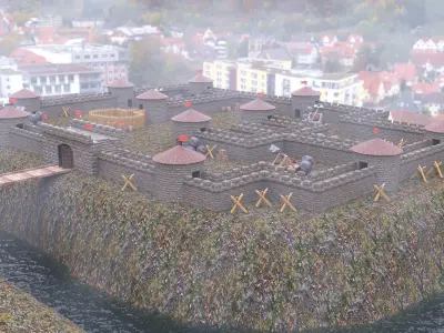 Modular Fortress Castle Constructor Kit - Game Ready Low-poly 3D model