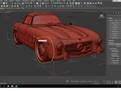 Mercedes-Benz old mercedes in desert 3D model