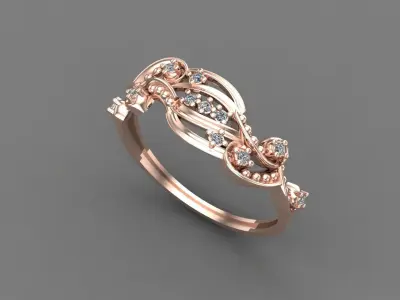Women Ring Diamond Stone STL 3DM Lightweight Printable 3D print model 41