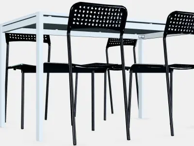 MELLTORP - ADDE Table and 4 chairs 1 Low-poly 3D model