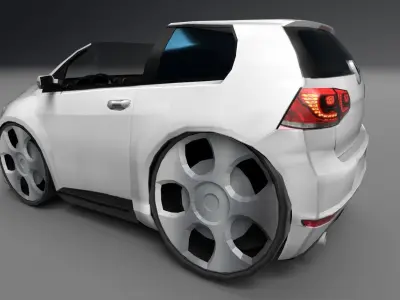 vw golf cartoon car Low-poly 3D model