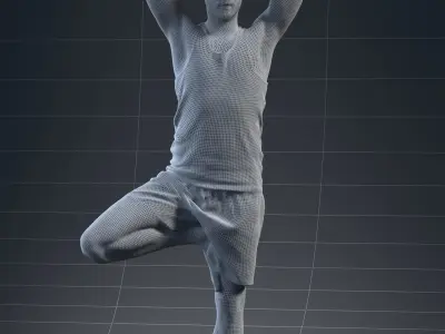 Pre posed male 3D model in a sport attire doing yoga 3D model