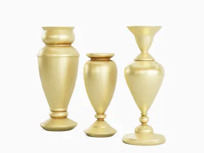 Antique Golden Vases 03 Low-poly 3D model