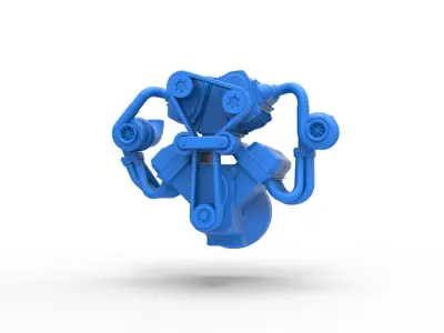 Twin turbo supercharged V8 Engine Version 7 Scale 1 to 25 3D print model