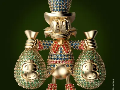 3D Model of Scrooge McDuck - Pendant for Jewelry 3D print model
