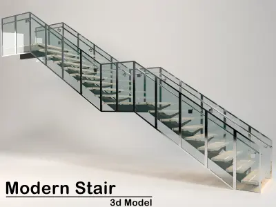 modern stair 03 3D model
