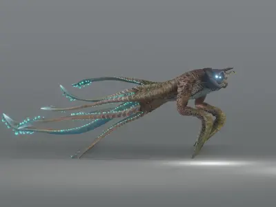 Squidking Monster - rigged Low-poly 3D model