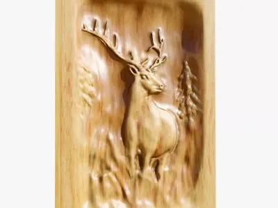 Wooden Deer Carved Board 3D model