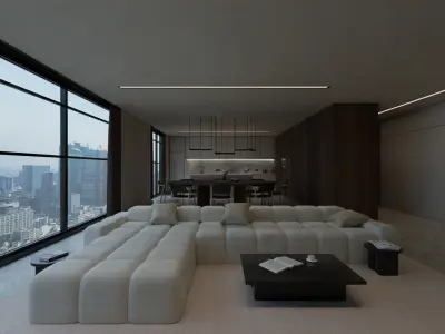 Modern Luxury - Open-Concept with Tokyo Skyline 3D model