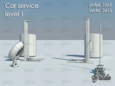 CAR SERVICE all 10 levels Low-poly 3D model