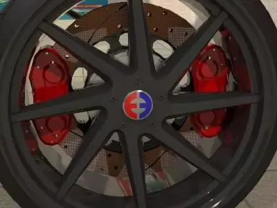 Car wheel with tire and brakes 3D model