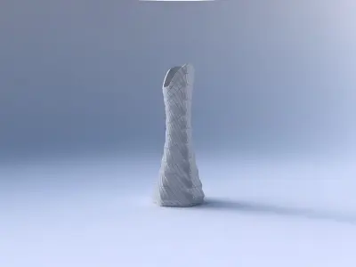 Vase squeezed and bent hexagon 2 with twisted grid plates 3D print model