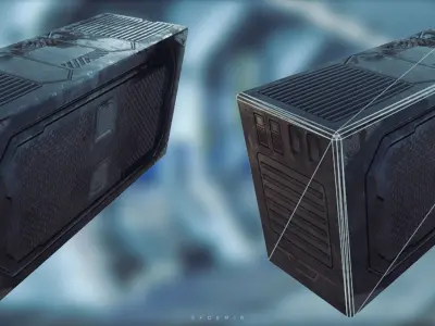 Sci-Fi Box Low Polygon Game Ready Low-poly 3D model