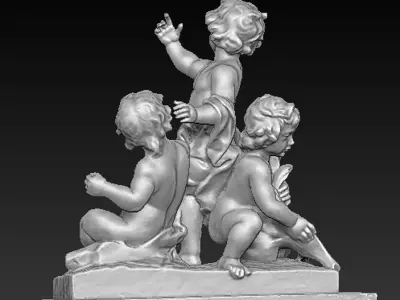 Angels 5 3D model statue of three cupids 3D print model