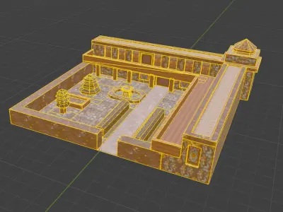 Fantasy Mansion with Garden and Courtyard Free low-poly 3D model