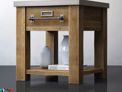 RH ZINC-TOP MERCANTILE SIDE TABLE 22sq 3D model