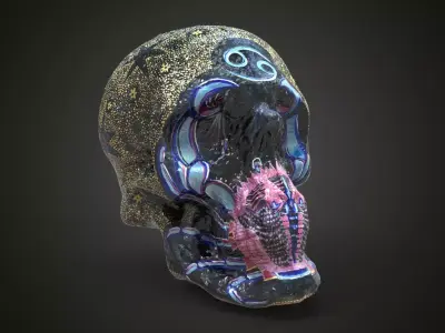cancer zodiac scull Low-poly 3D model