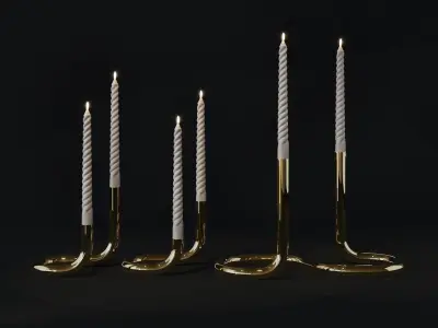 candleholder mars brass 3D model