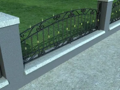 Wrought Iron Fence 03 High res 3D model