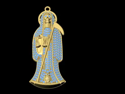 Holy Death Big Size Pendant 3D STL 3DM Skull Santa Muerte 3D   3D print model
