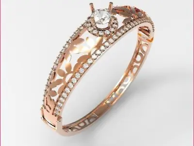 jewelry gold bangle ring with diamonds Free 3D model