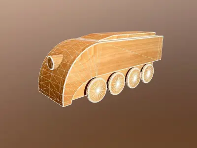 Wooden Toy Train - Engine 001 Low-poly 3D model