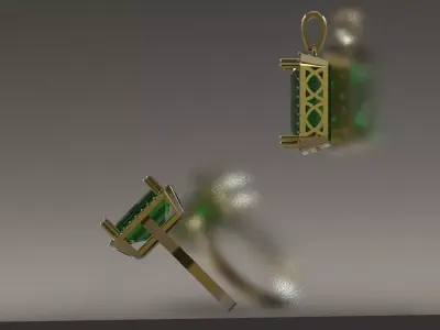 Rectangular Emerald and Diamond Half Set js0028 3D print model