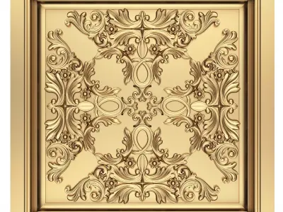 Carved Ceiling Tile 08 Low-poly 3D model