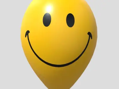 Balloon 4 smiley face Low-poly 3D model