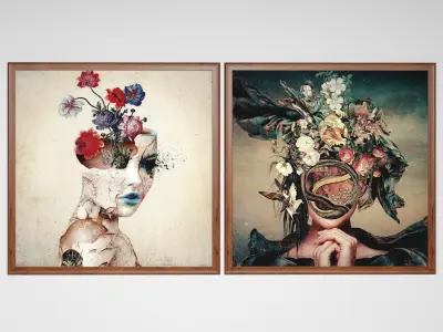 Art Frames 152- Floral Heads 3D model