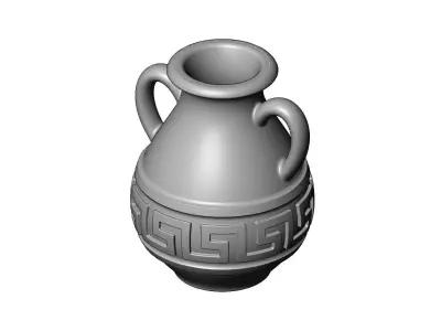 Greek key pattern roman urn and vase 3D print model
