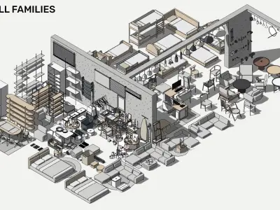 Set of luxury furniture - Pack of revit families 3D model