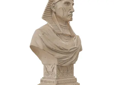 Ancient Egyptian Pharaoh Statue - Weathered Stone Bust 3D Model 3D model