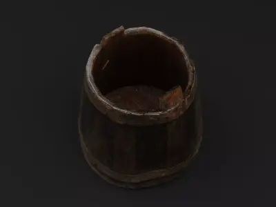 Wooden Bucket Low-poly 3D model