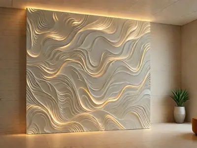 modern panel wall decor set relief stl mural CNC 171 3D model