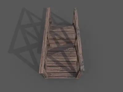 Old Wood Bridge Low-poly 3D model