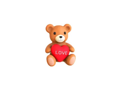 Valentines Day Teddy Bear With Heart  3D model
