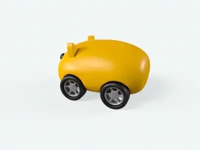 Cartoon Cat Car Cute Low-poly 3D model