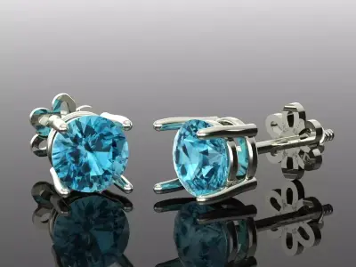 Women Diamond Earrings 3D print model 54